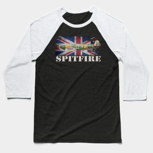 Supermarine Spitfire Fighter Plane Aircraft RAF Plane Union Jack Aeroplane Baseball T-Shirt